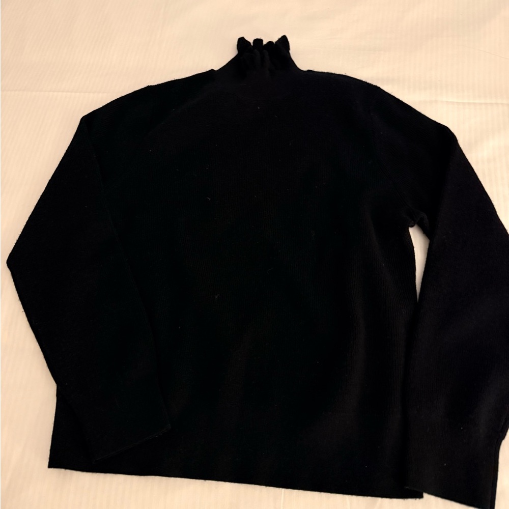 Jcrew black ruffle turtleneck